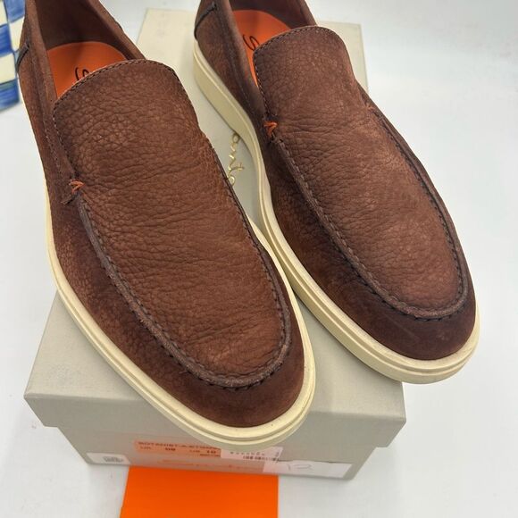 Men's Santoni suede loafers size 10 US made in Italy PRISTINE - Picture 2 of 7